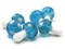 6 19mm Bright Sky Blue and White Polka Dot Mushroom Lampwork Glass Beads
